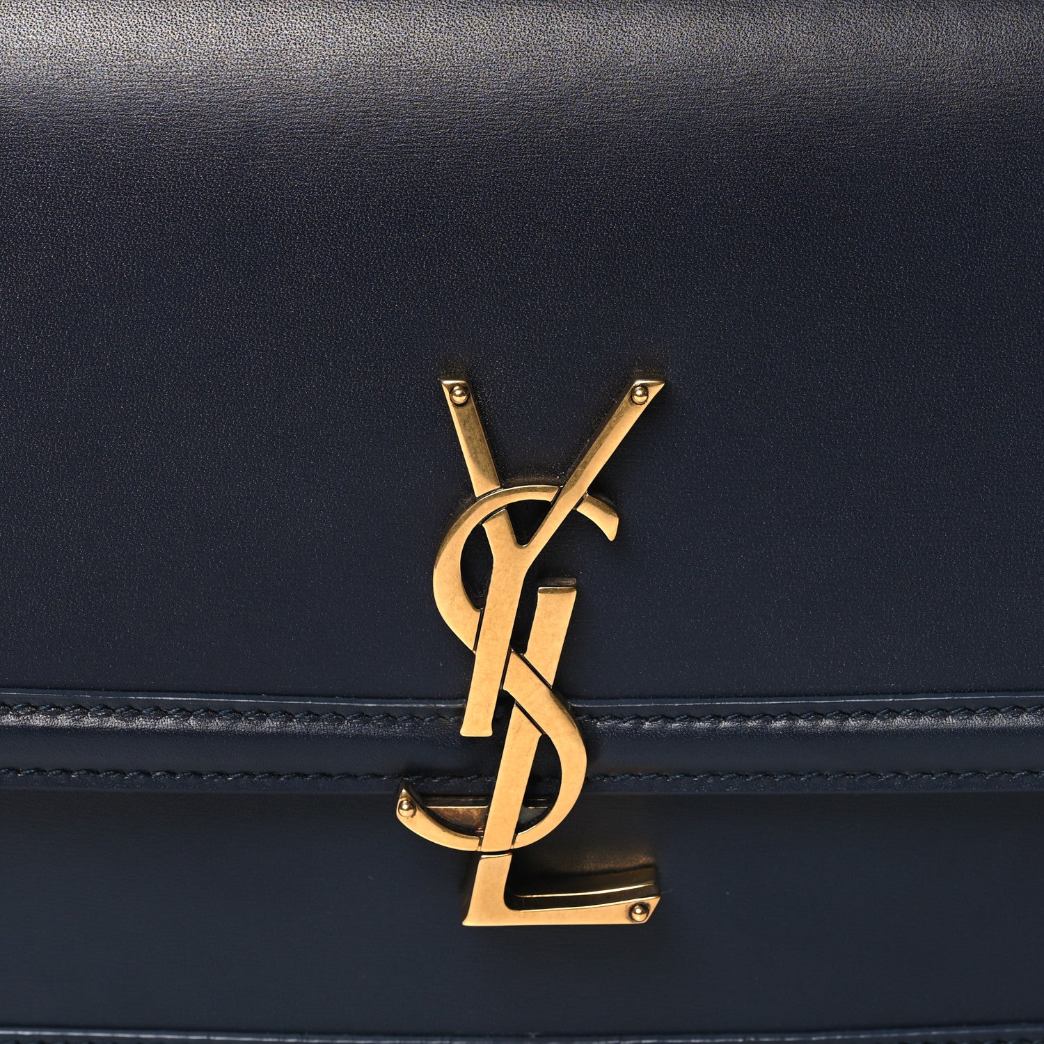 Saint Laurent Box Calfskin Monogram Medium Solferino Satchel Deep Marine 7 of 9