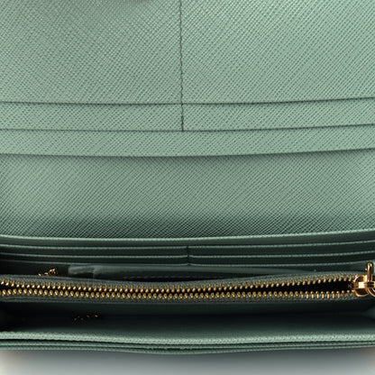 Prada Saffiano Metal Continental Flap Travel Wallet Acquamarina 6 of 12