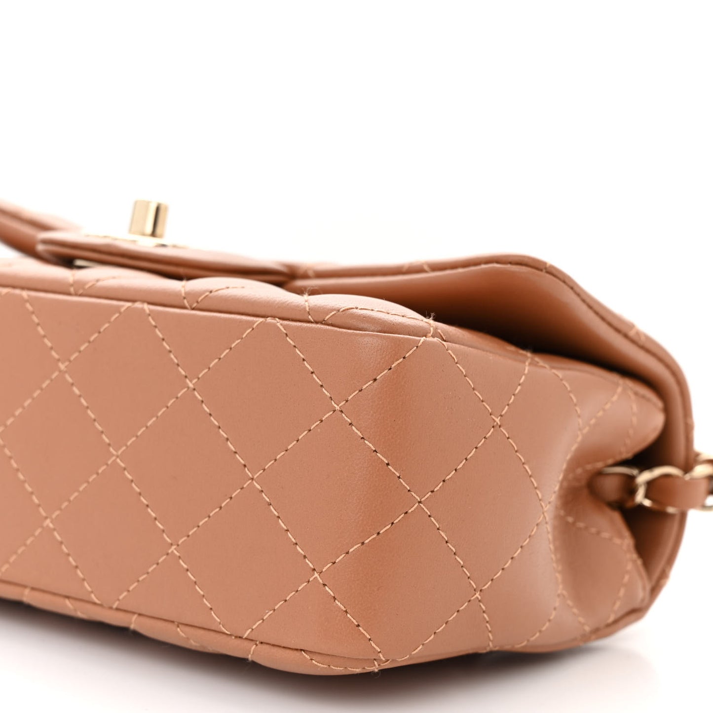 Lambskin Quilted Mini Rectangular Flap Brown