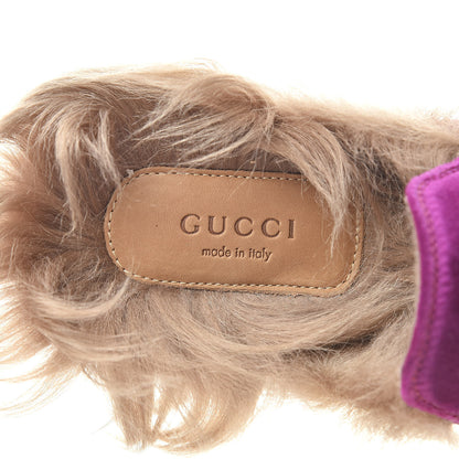 Gucci Velvet Fur Womens Princetown Slippers 35 Fucsia Violet Cyclamen Natural 7 of 8