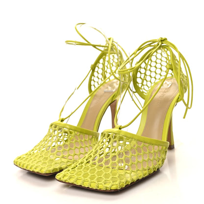 Bottega Veneta Mesh Nappa Stretch Ankle Tie Sandals 39 Kiwi 3 of 7