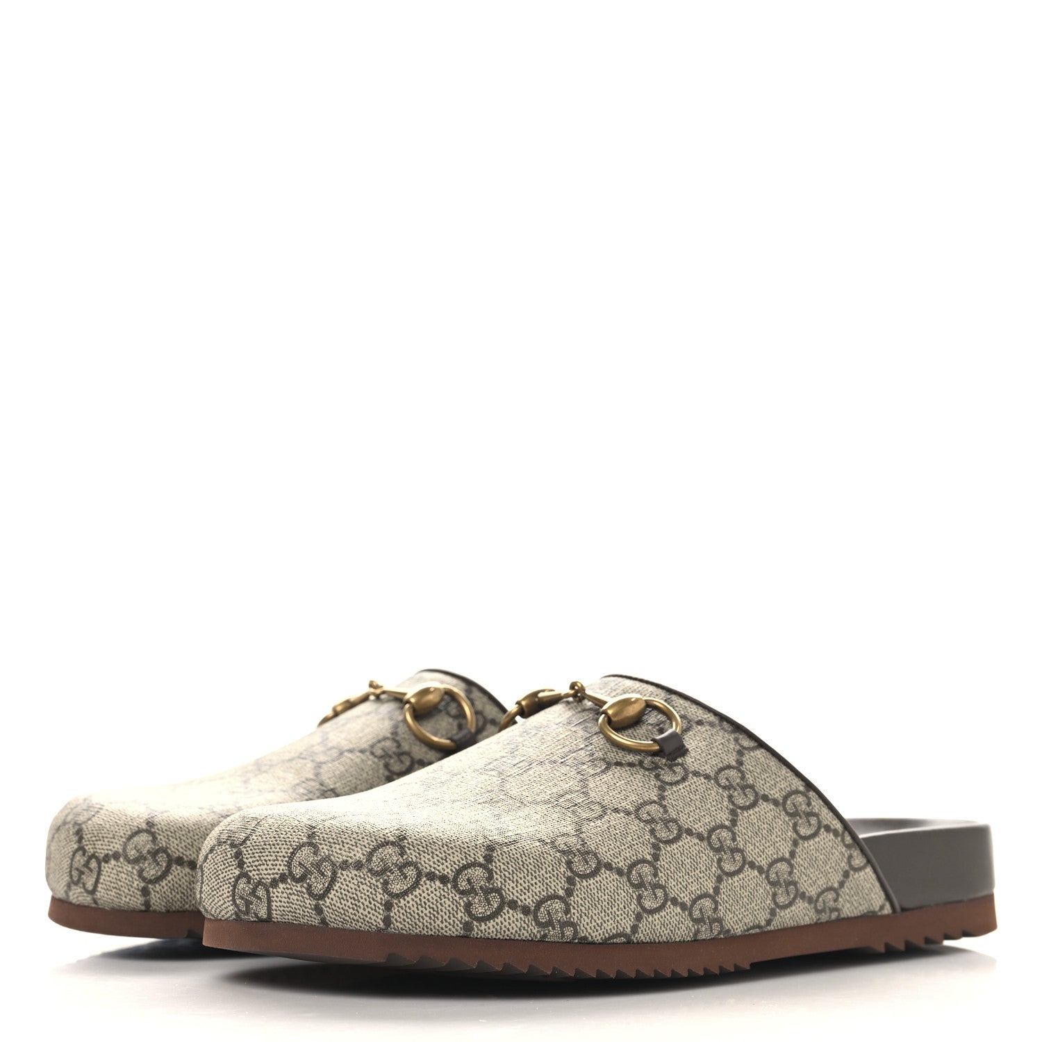 Gucci GG Supreme Monogram Miro Soft Calfskin Womens Horsebit Slippers 39.5 Beige Ebony New Acero 4 of 10