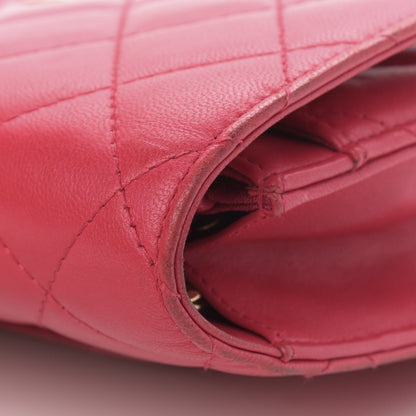 Chanel Lambskin Quilted Wallet On Chain WOC Dark Pink 13 of 15