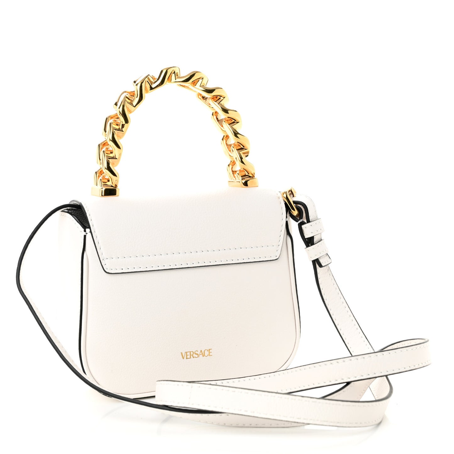 Grained Calfskin Mini La Medusa Bag White