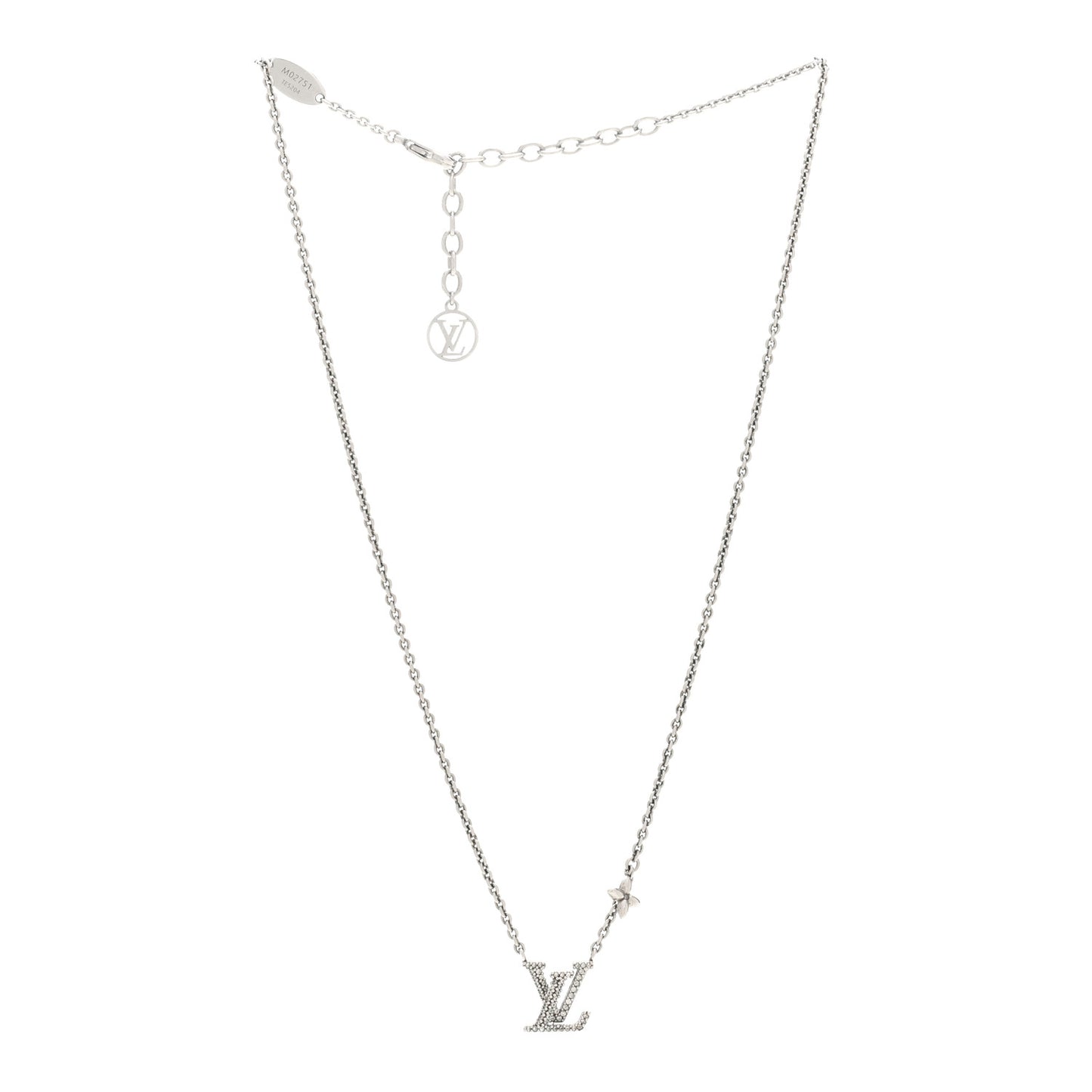 Metal Crystal LV Iconic Necklace Silver
