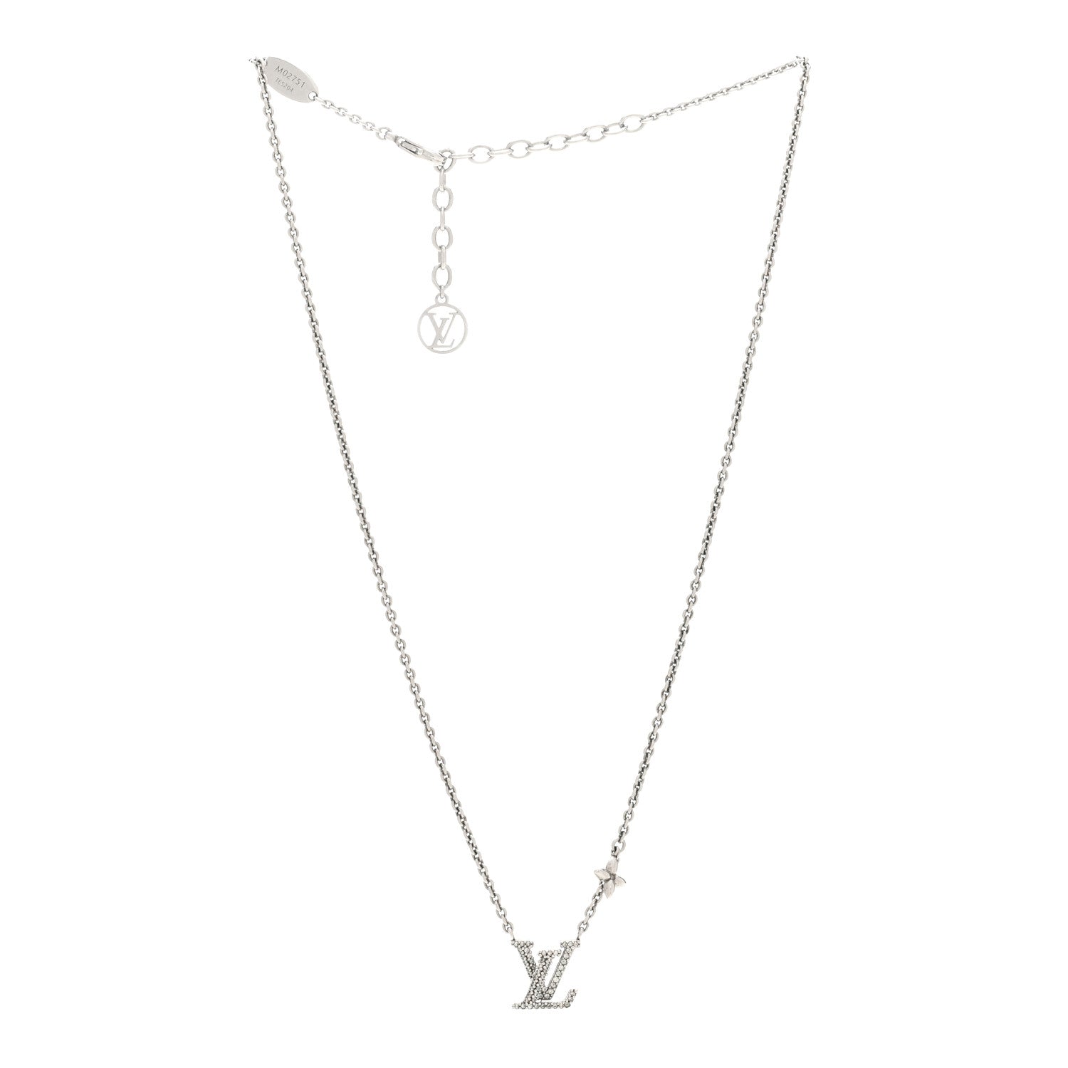 Louis Vuitton Metal Crystal LV Iconic Necklace Silver 3 of 7