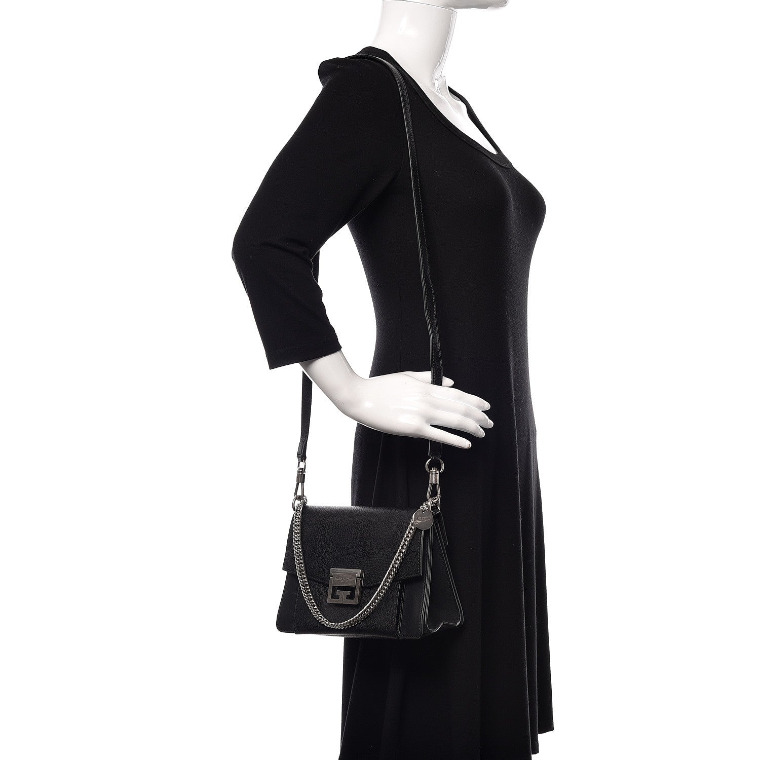 Givenchy Goatskin Small GV3 Shoulder Bag Black 2 of 12