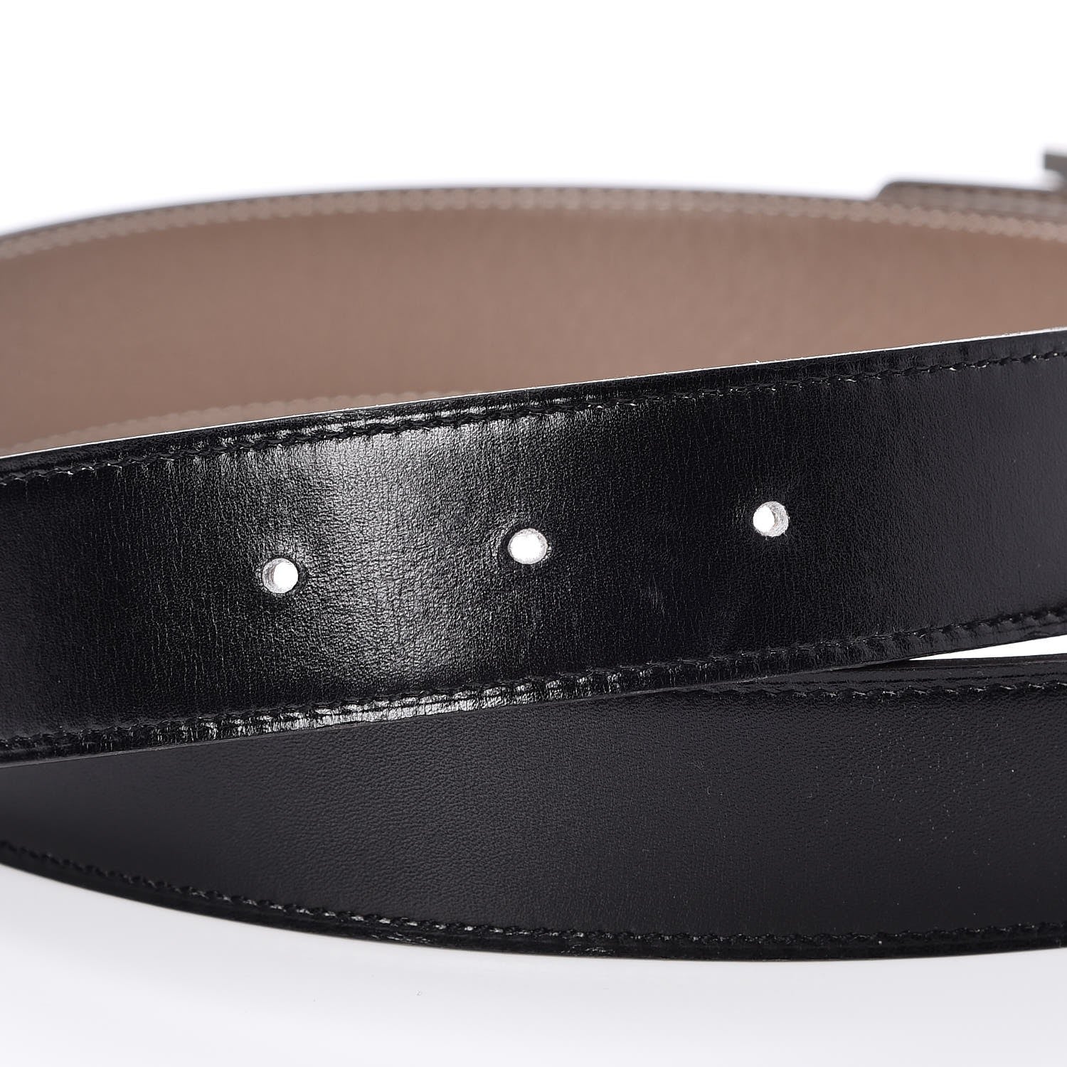 Hermes Box Togo 32mm H Belt 85 Black Etoupe 5 of 9