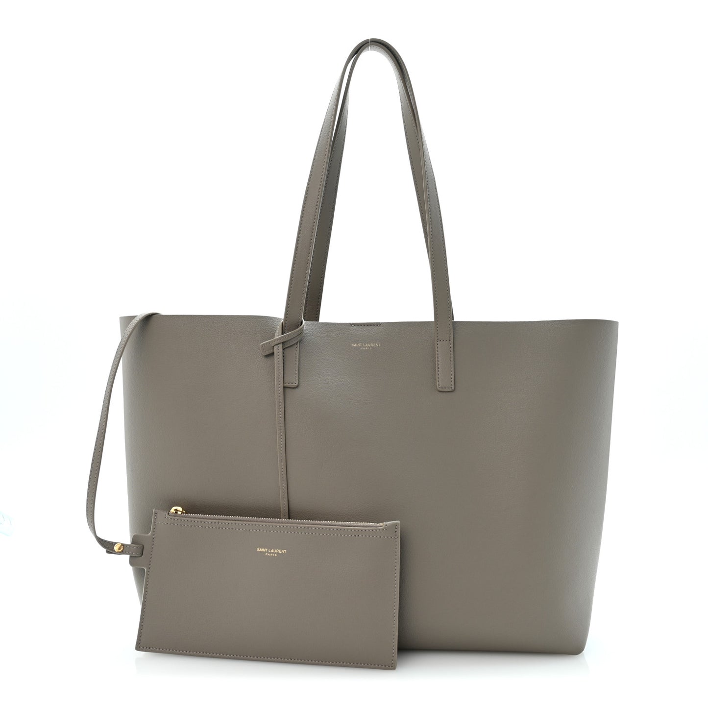 Calfskin Large Shopping Tote Oyster Gray