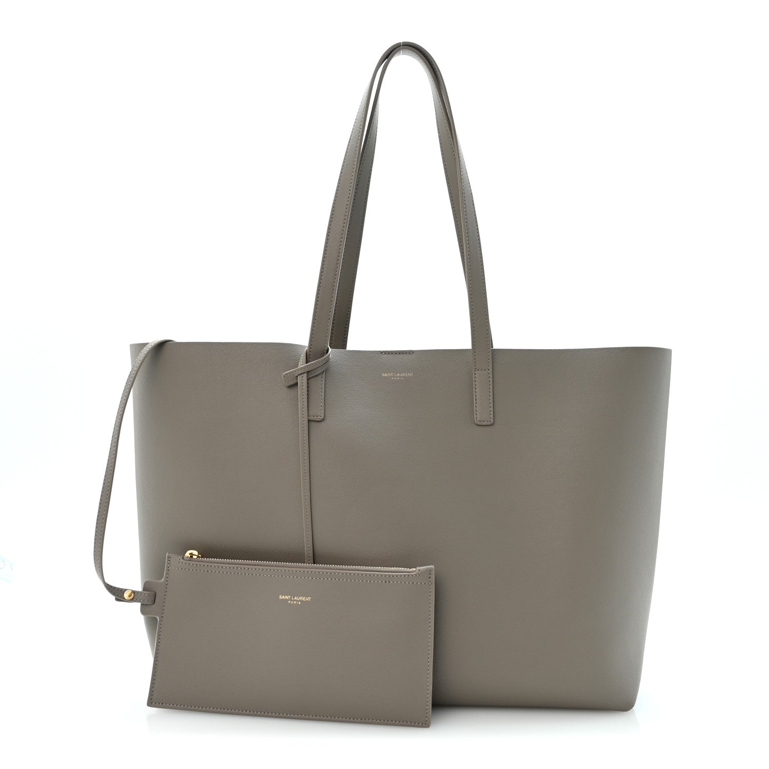 Saint Laurent Calfskin Large Shopping Tote Oyster Gray 3 of 12