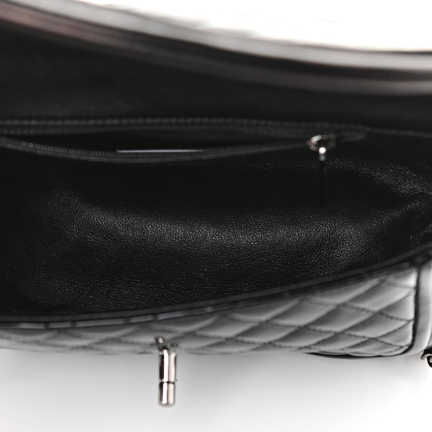 Lambskin Patent Classic Twist Crescent Flap Bag Black