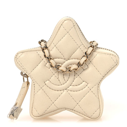 Chanel Lambskin Walk Of Fame Star Clip On Coin Purse Light Beige 1 of 8