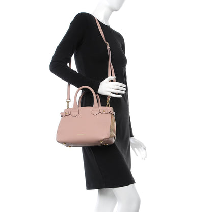Burberry Grainy Calfskin House Check Small Banner Tote Pale Orchid 2 of 13