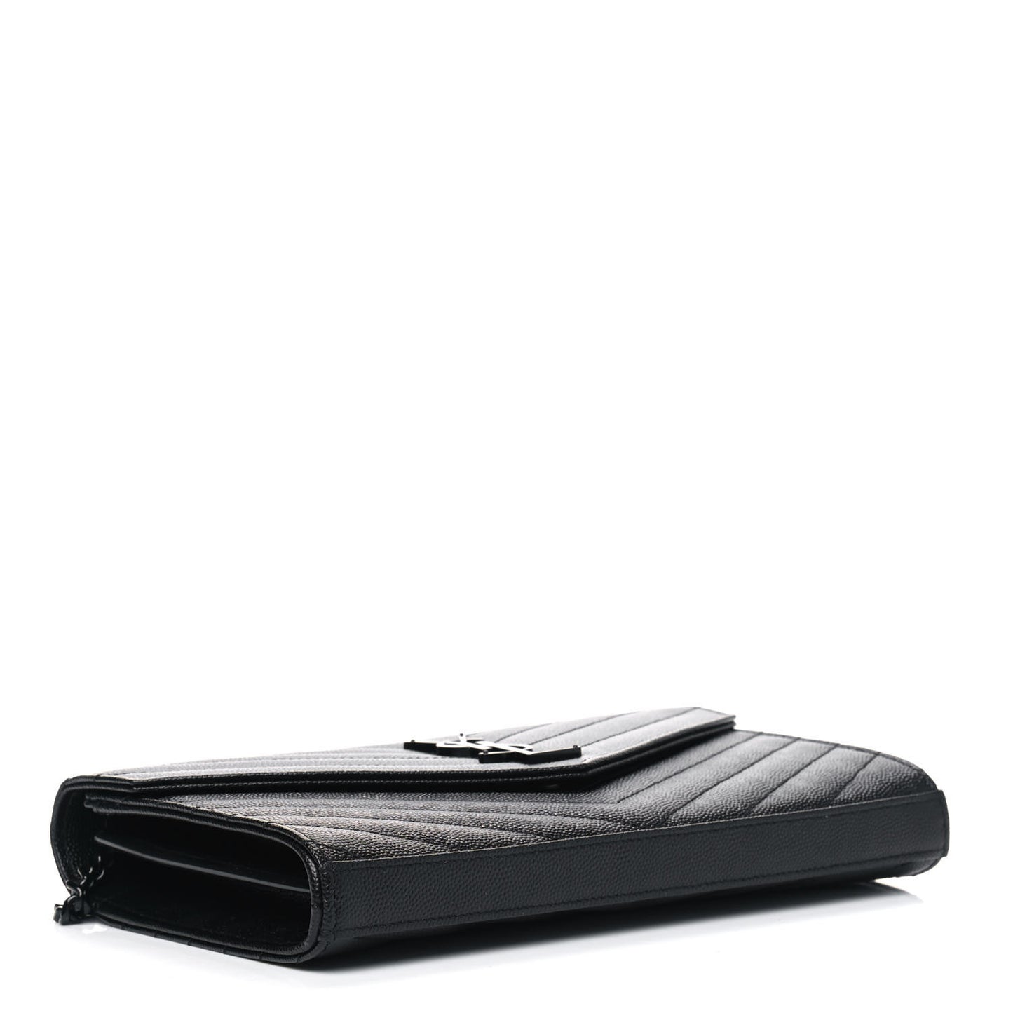 Grain De Poudre Matelasse Chevron Monogram Chain Wallet Black