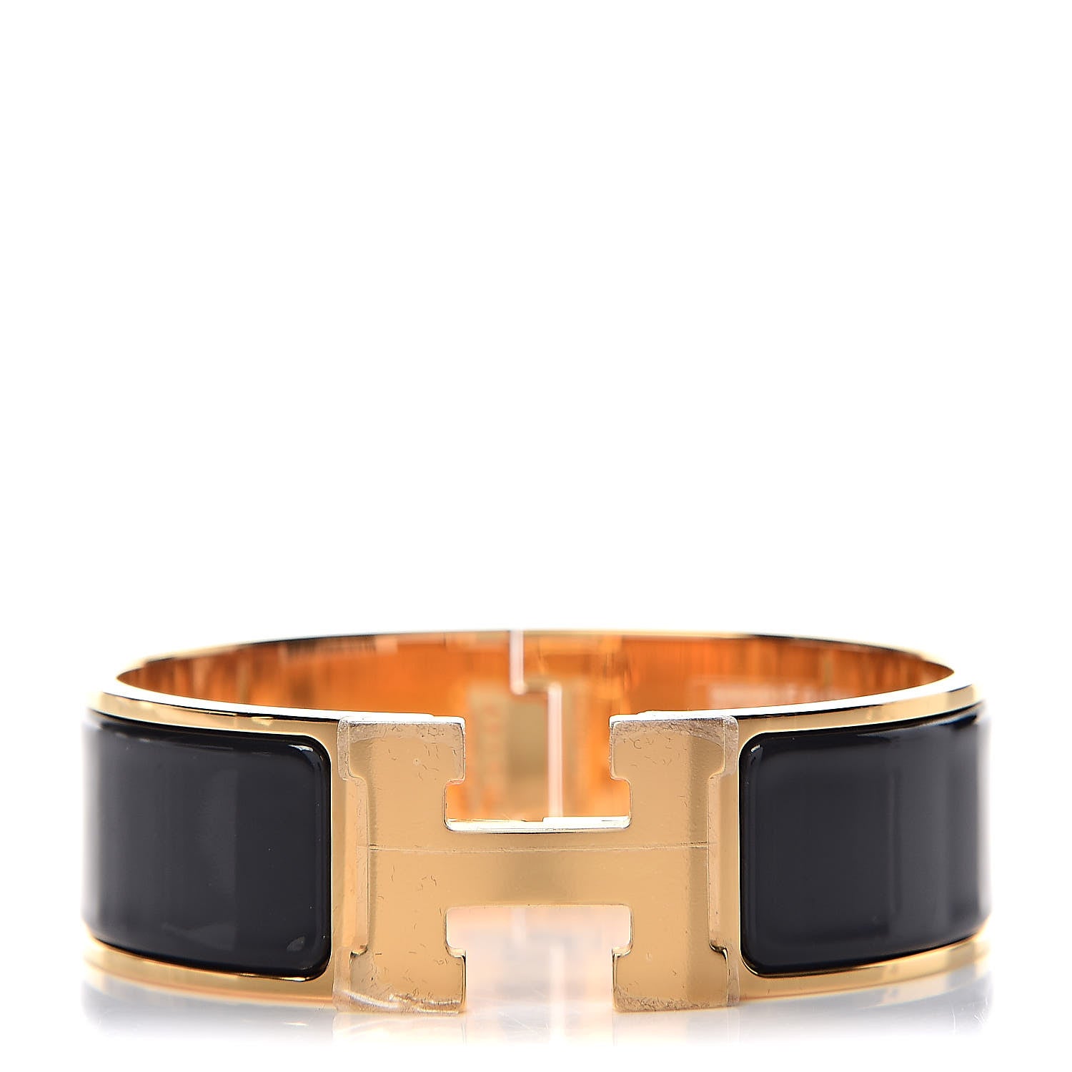 Hermes Enamel Wide Clic Clac H Bracelet GM Black 1 of 7