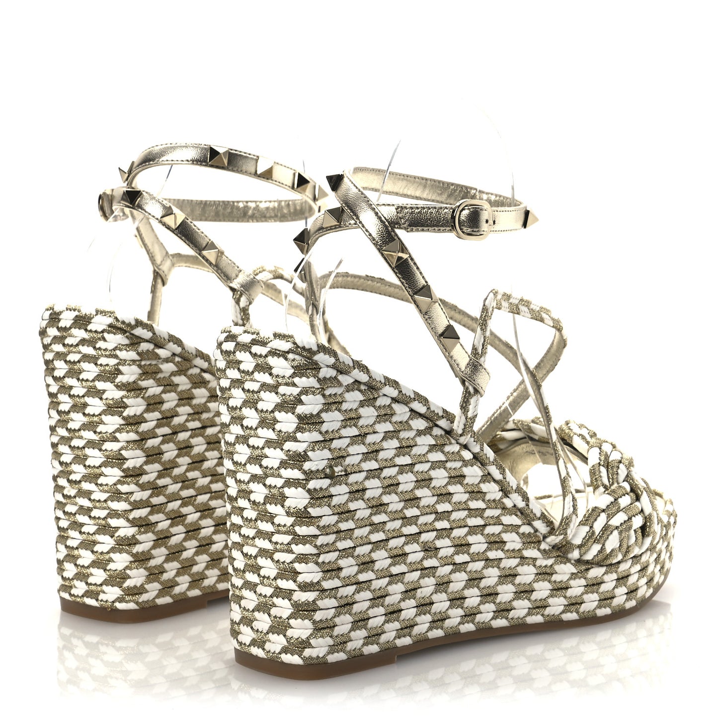 Metallic Laminated Nappa Espadrille 25/90mm Slide 40 White Platino