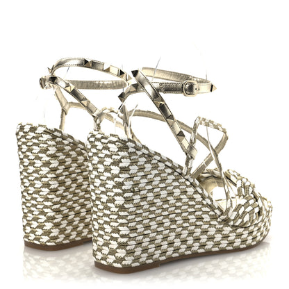 Valentino Garavani Metallic Laminated Nappa Espadrille 25/90mm Slide 40 White Platino 5 of 12