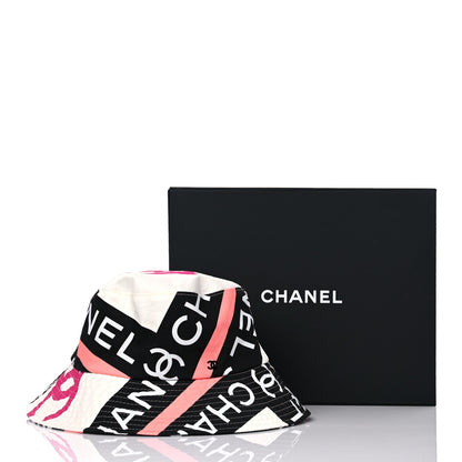 Chanel Cotton Logo Cloche Hat L Ecru Black Pink 8 of 8