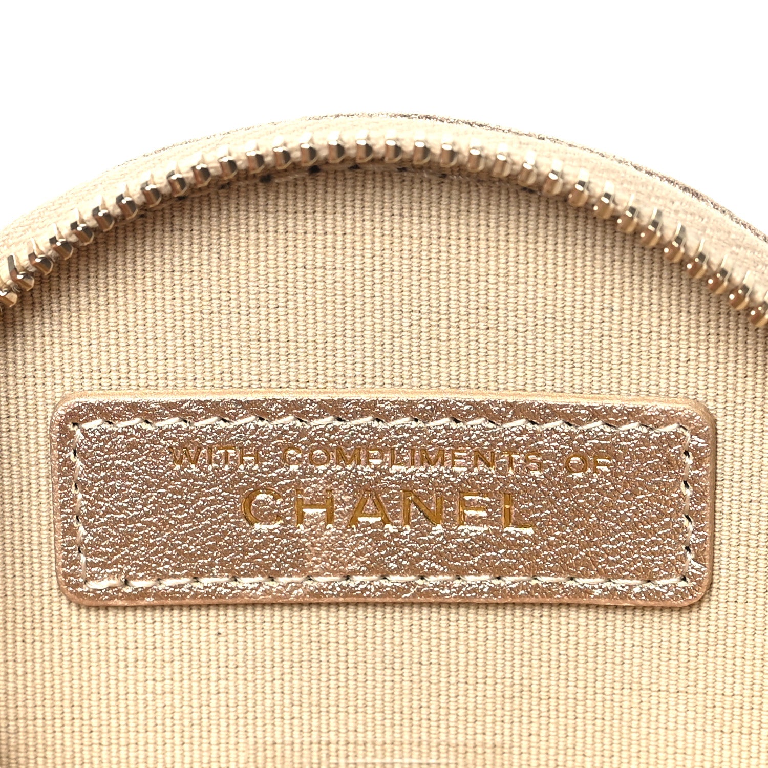 Chanel Metallic Lambskin Quilted Round Clip On Coin Purse Airpods Case Gold 7 of 12