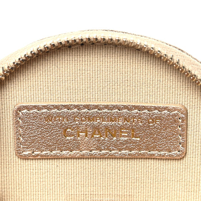 Chanel Metallic Lambskin Quilted Round Clip On Coin Purse Airpods Case Gold 7 of 12