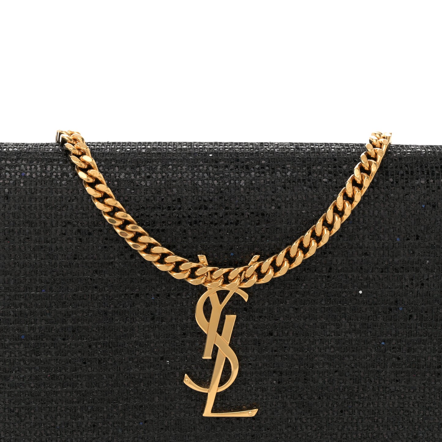 Glitter Classic Monogram Galactica Chain Wallet Black