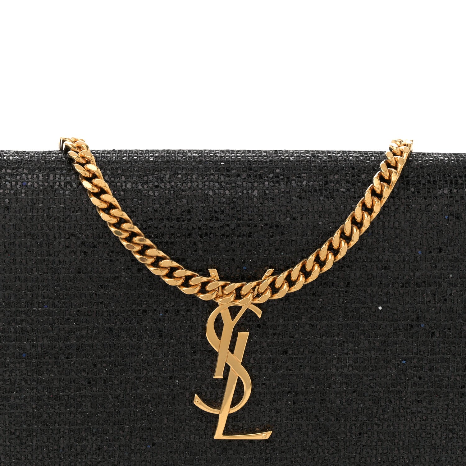 Saint Laurent Glitter Classic Monogram Galactica Chain Wallet Black 8 of 11