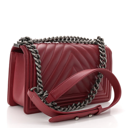 Chanel Lambskin Chevron Quilted Medium Boy Flap Red 3 of 9