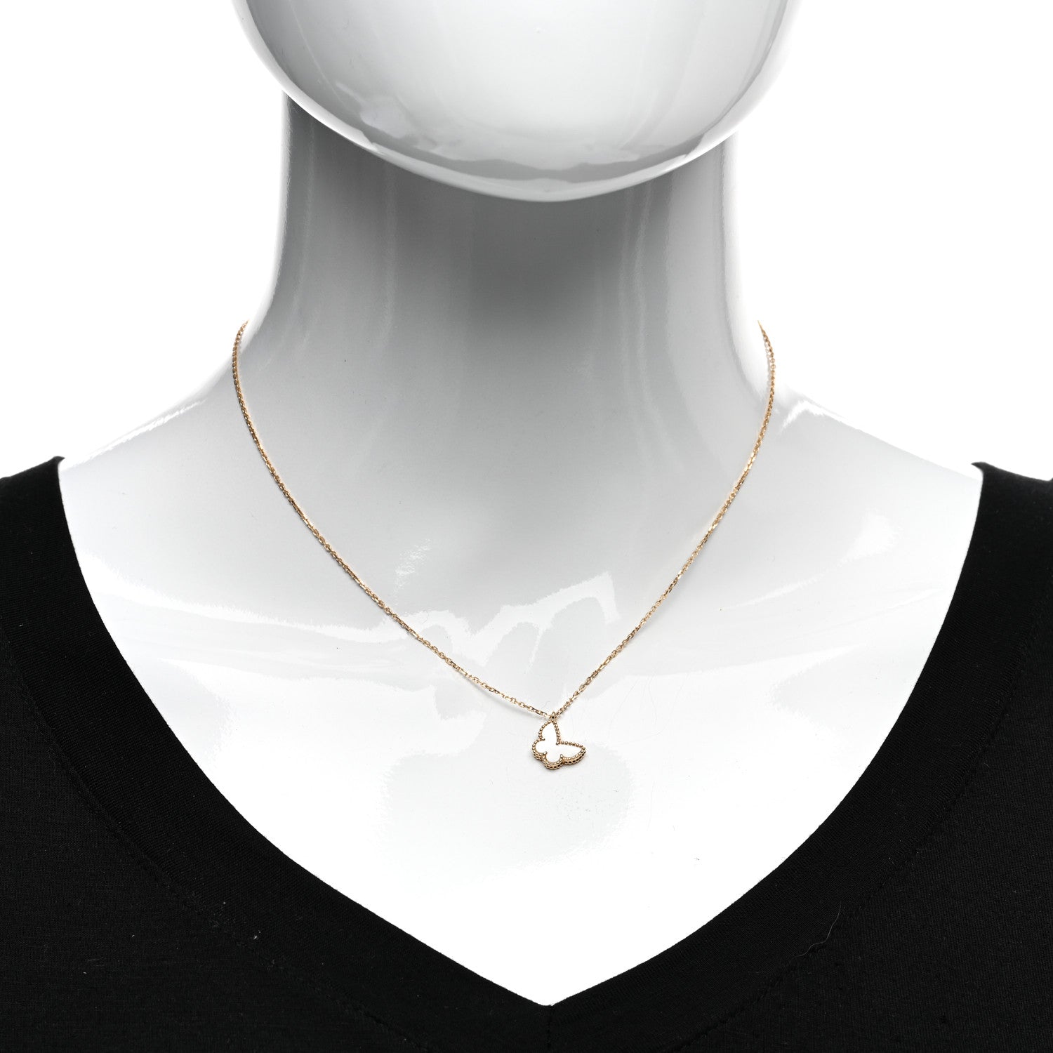 Van Cleef & Arpels 18K Yellow Gold Mother of Pearl Sweet Alhambra Butterfly Pendant Necklace 2 of 6