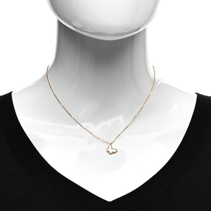 Van Cleef & Arpels 18K Yellow Gold Mother of Pearl Sweet Alhambra Butterfly Pendant Necklace 2 of 6