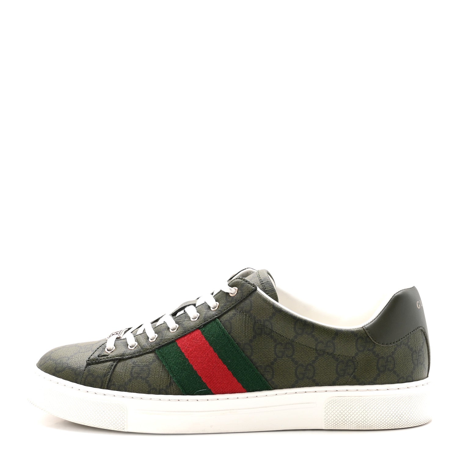 Gucci GG Supreme Monogram Web Mens New Ace Sneakers 10 Green 1 of 10