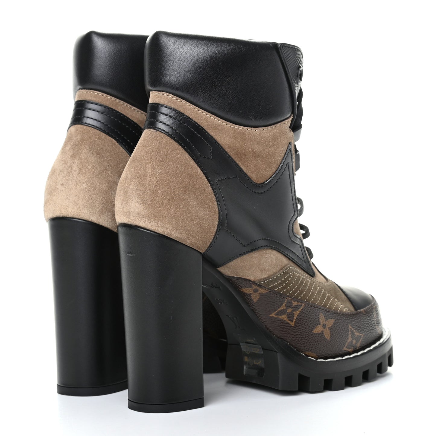 Suede Calfskin Monogram Star Trail Ankle Boots 36.5 Khaki
