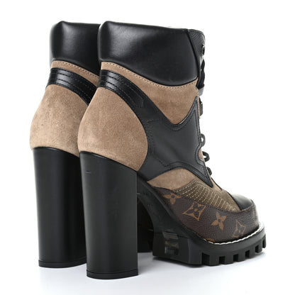 Louis Vuitton Suede Calfskin Monogram Star Trail Ankle Boots 36.5 Khaki 4 of 9