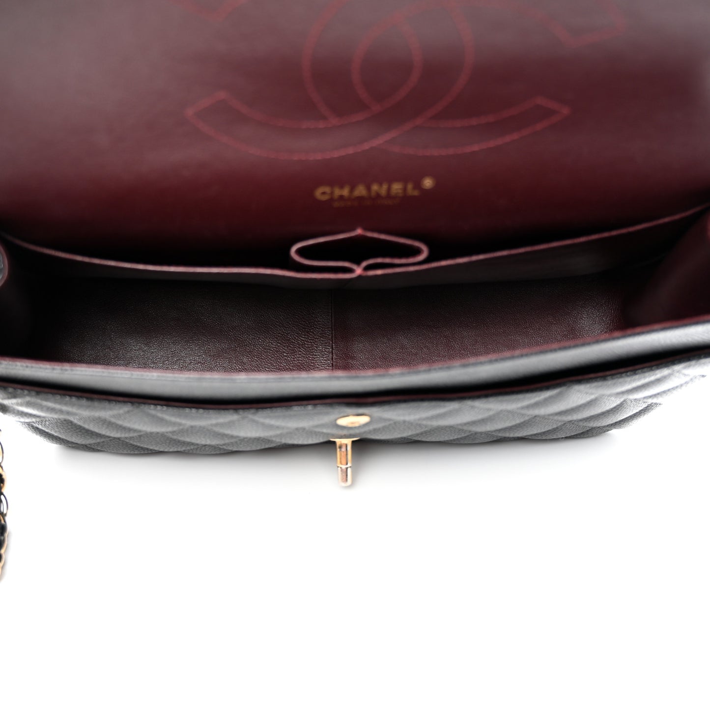 Caviar Quilted Jumbo Double Flap Black