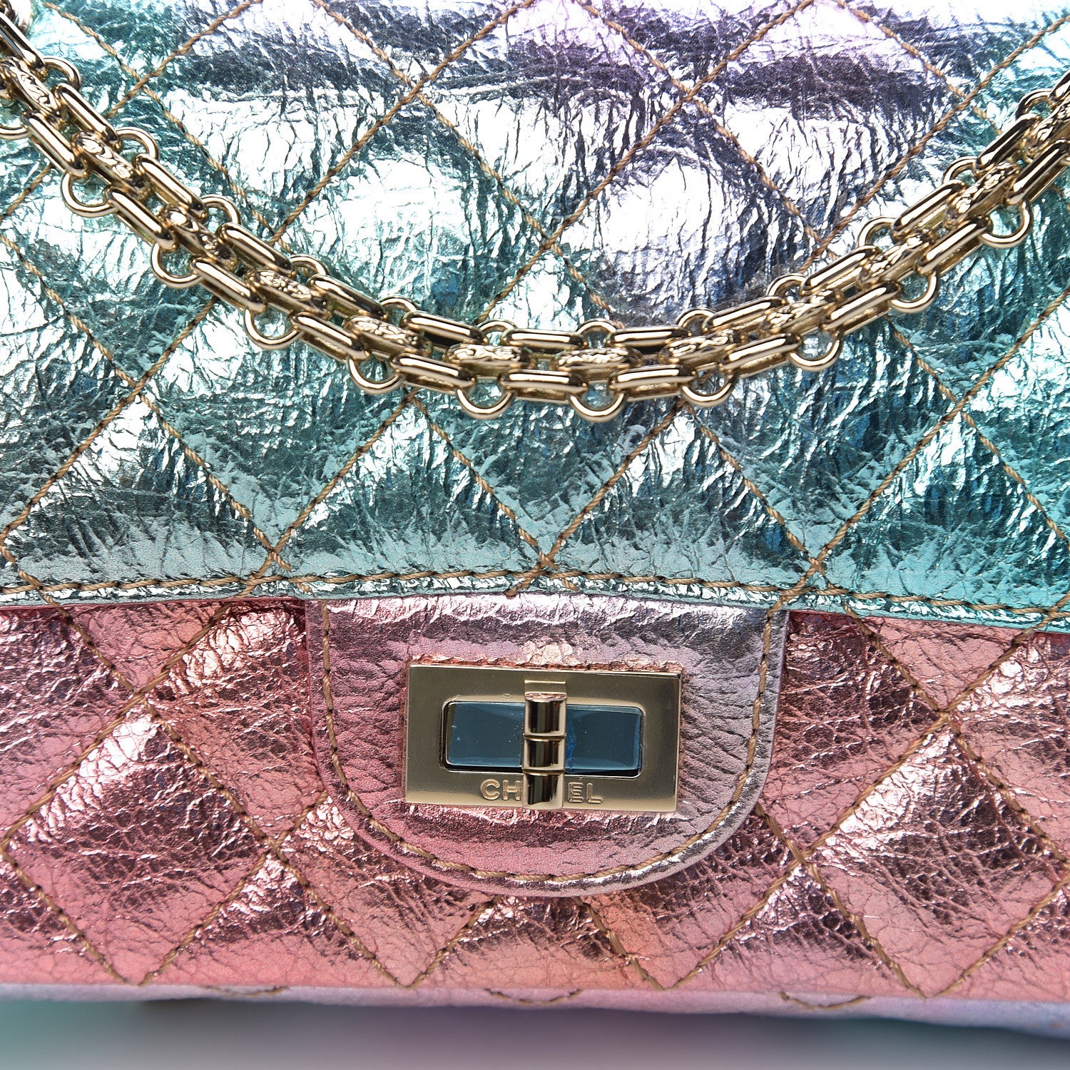 Chanel Metallic Goatskin Quilted Mini 2.55 Reissue Flap Multicolor 9 of 10