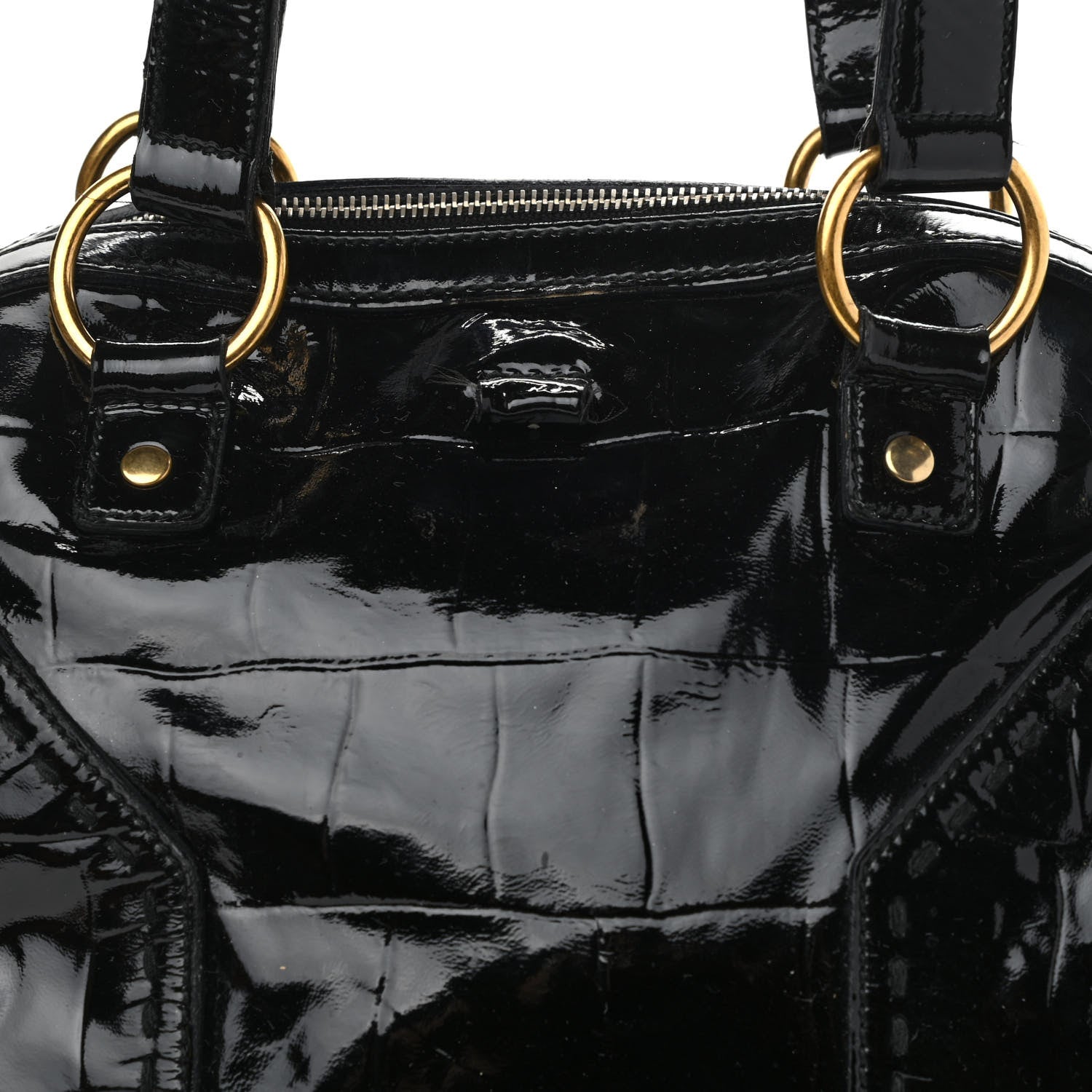 Saint Laurent Crocodile Embossed Patent Large Muse Black 7 of 16