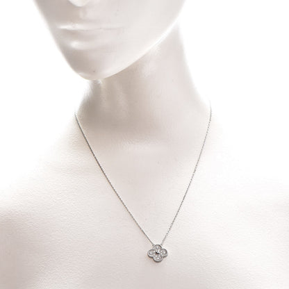 Van Cleef & Arpels 18K White Gold Diamond Vintage Alhambra Pendant Necklace 2 of 7