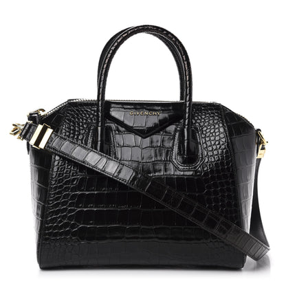 Givenchy Calfskin Crocodile Embossed Small Antigona Black 1 of 11