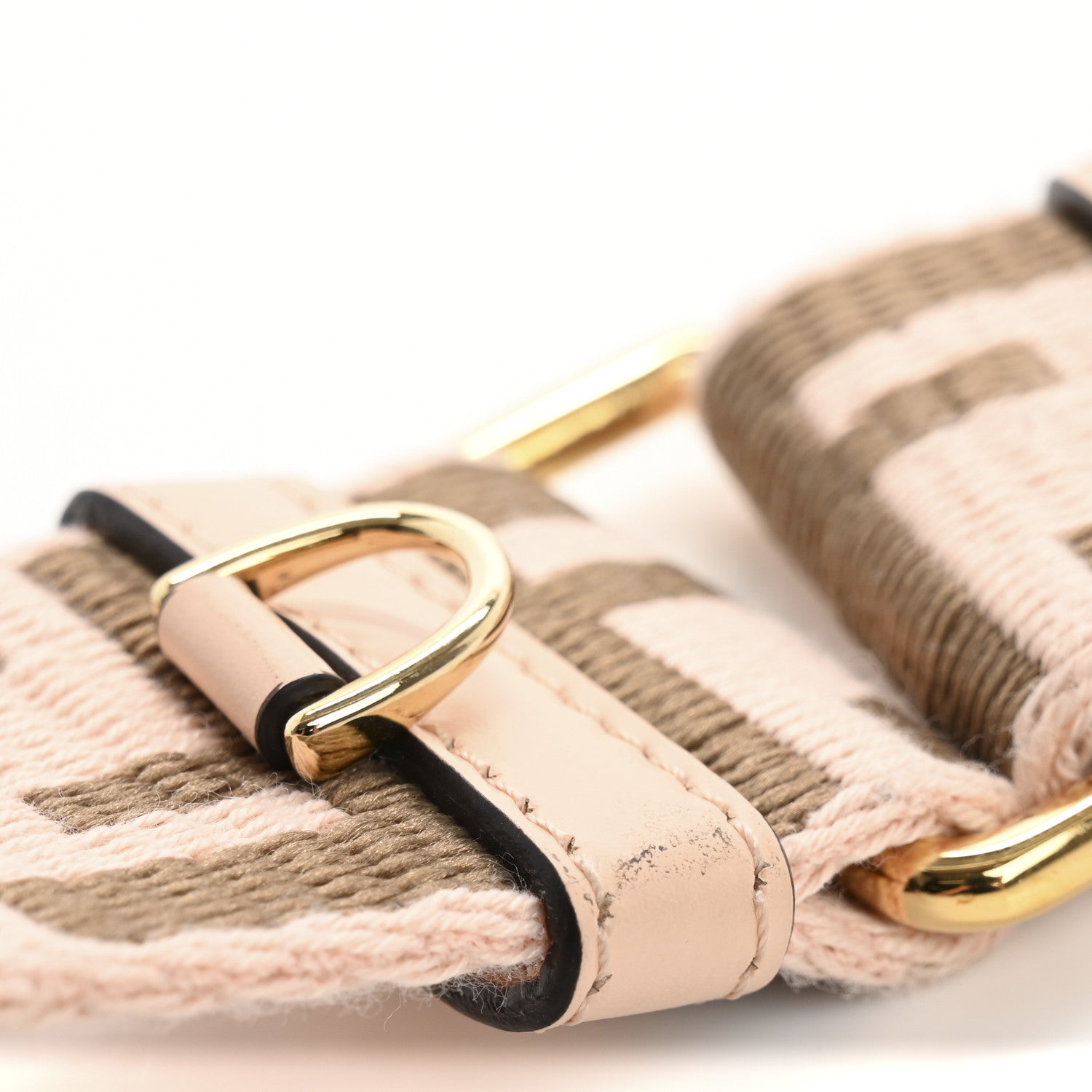 Fendi Jacquard Ribbon Vitello King FF Bi-Color Intreccio Adjustable Strap You Light Rose Camel 9 of 9