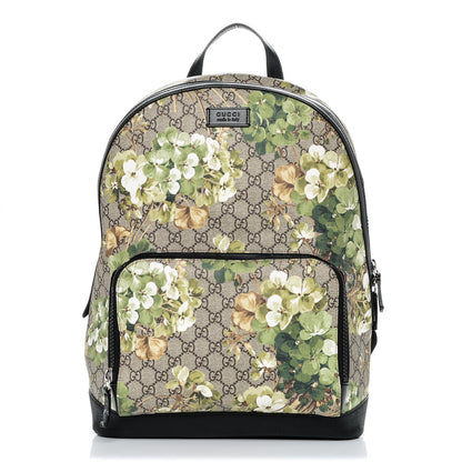 Gucci GG Supreme Monogram Blooms Medium Day Backpack Beige New Military Black 1 of 7