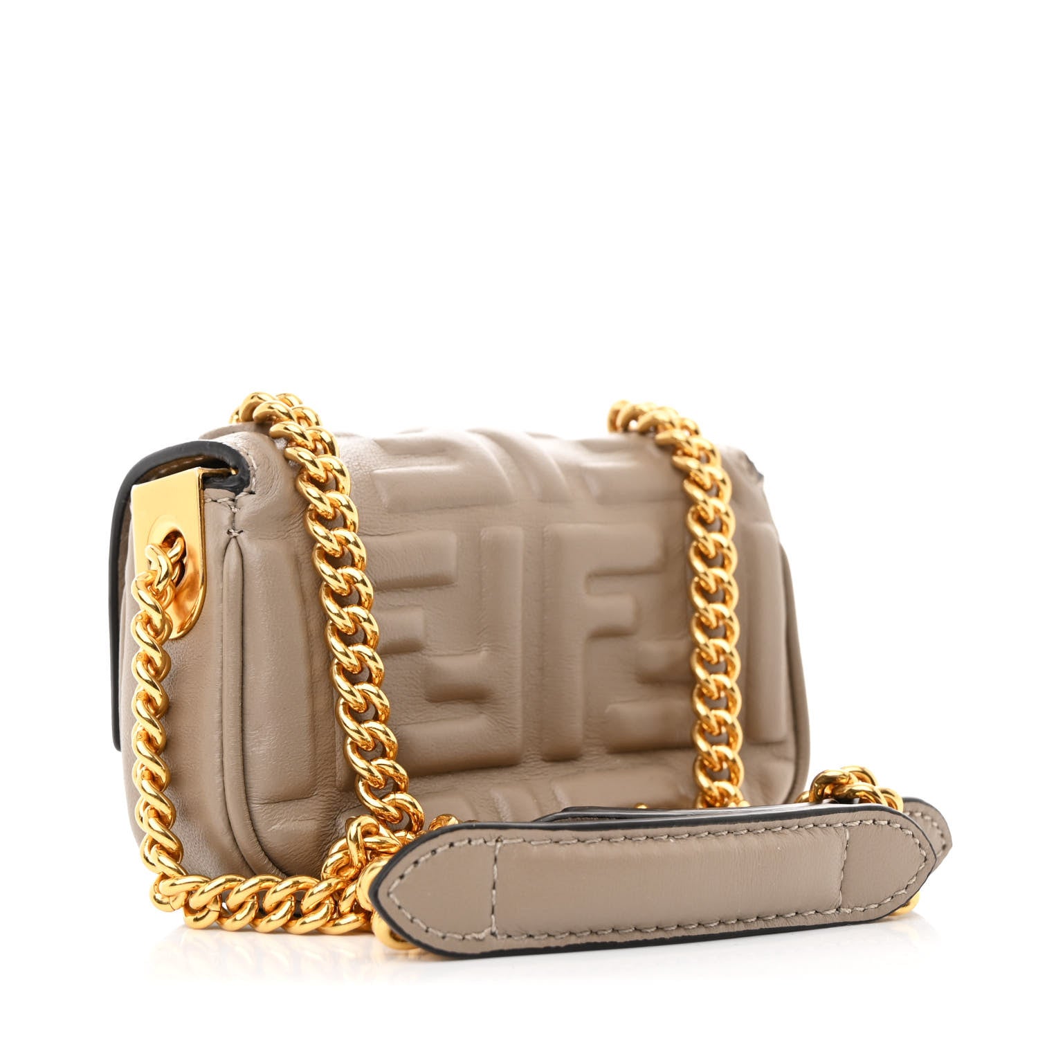 Fendi Nappa Matisse FF Embossed Nano Chain Baguette Tortora 3 of 11