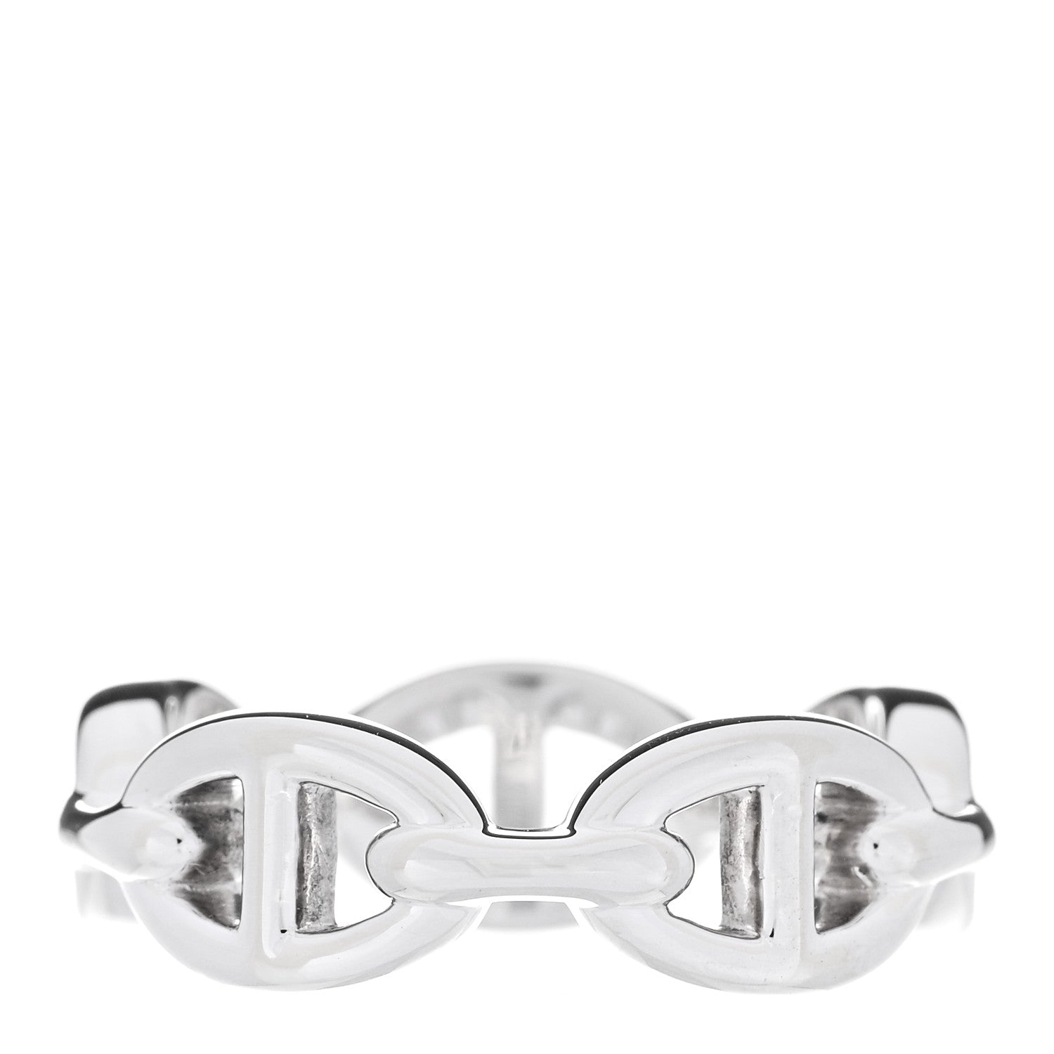 Hermes Sterling Silver PM Chaine d'Ancre Enchainee Band Ring 55 7.25 3 of 9