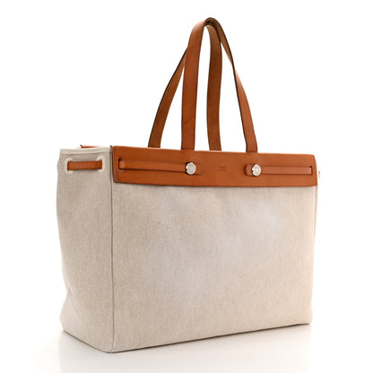 Hermes Toile Vache Hunter Herbag Cabas MM Natural 4 of 17