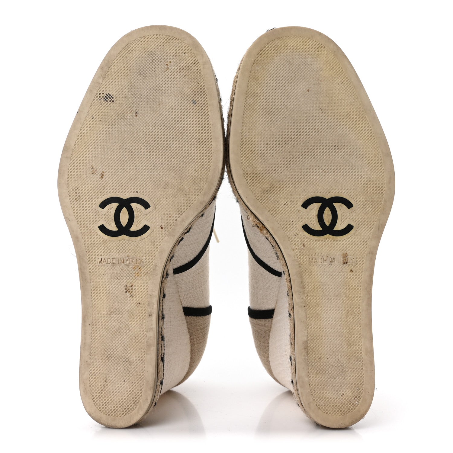 Chanel Raffia Lace Up Wedge Espadrilles 37 Beige 6 of 9