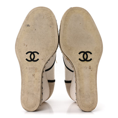 Chanel Raffia Lace Up Wedge Espadrilles 37 Beige 6 of 9