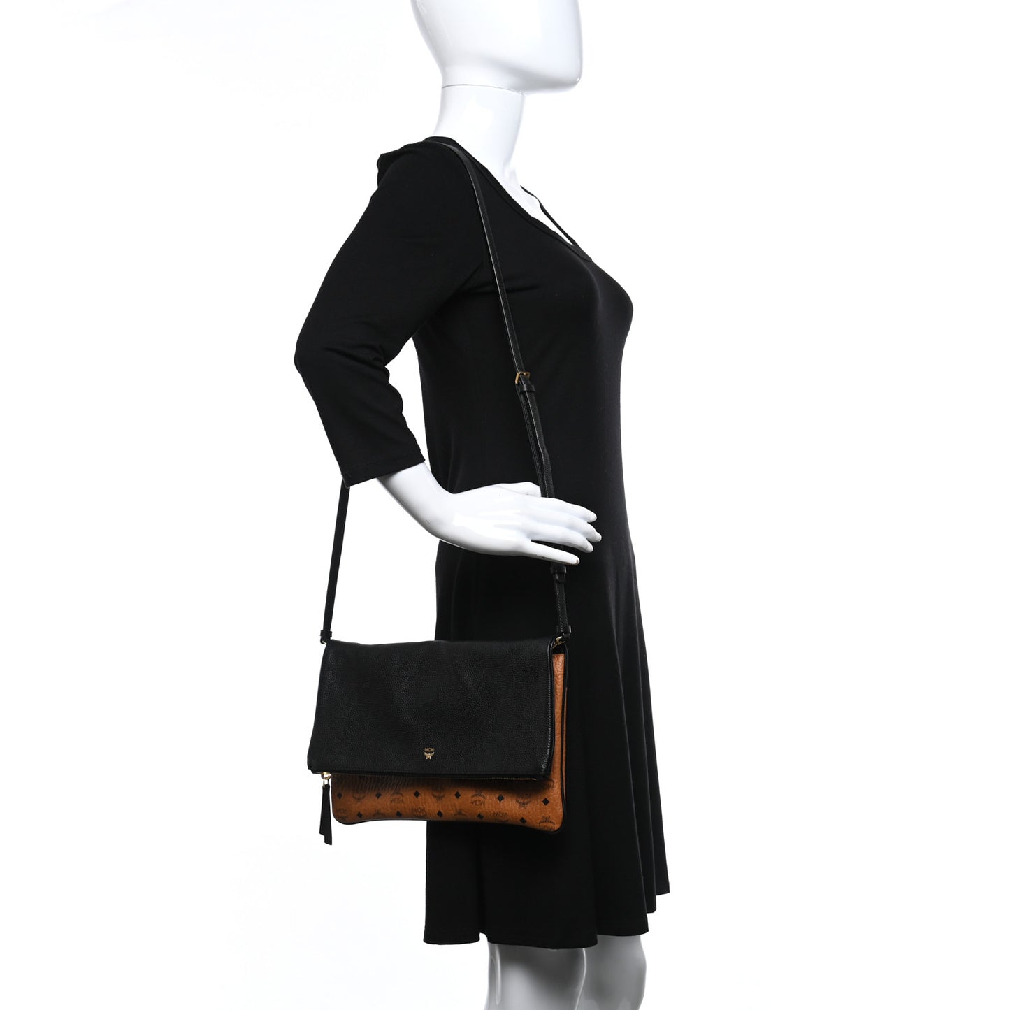 Visetos Corina Foldover Crossbody Bag Cognac Black