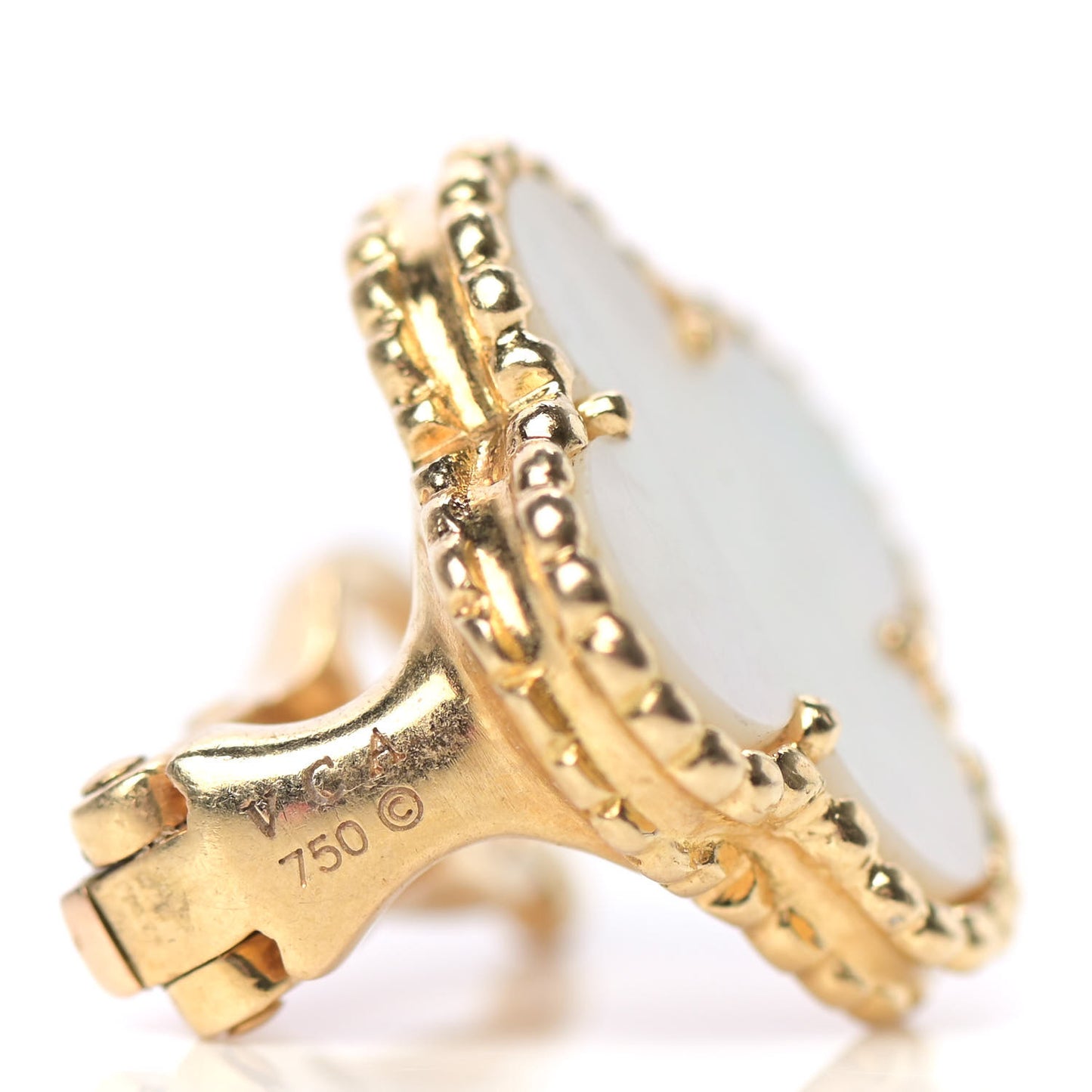 18K Yellow Gold Mother of Pearl Vintage Alhambra Earrings