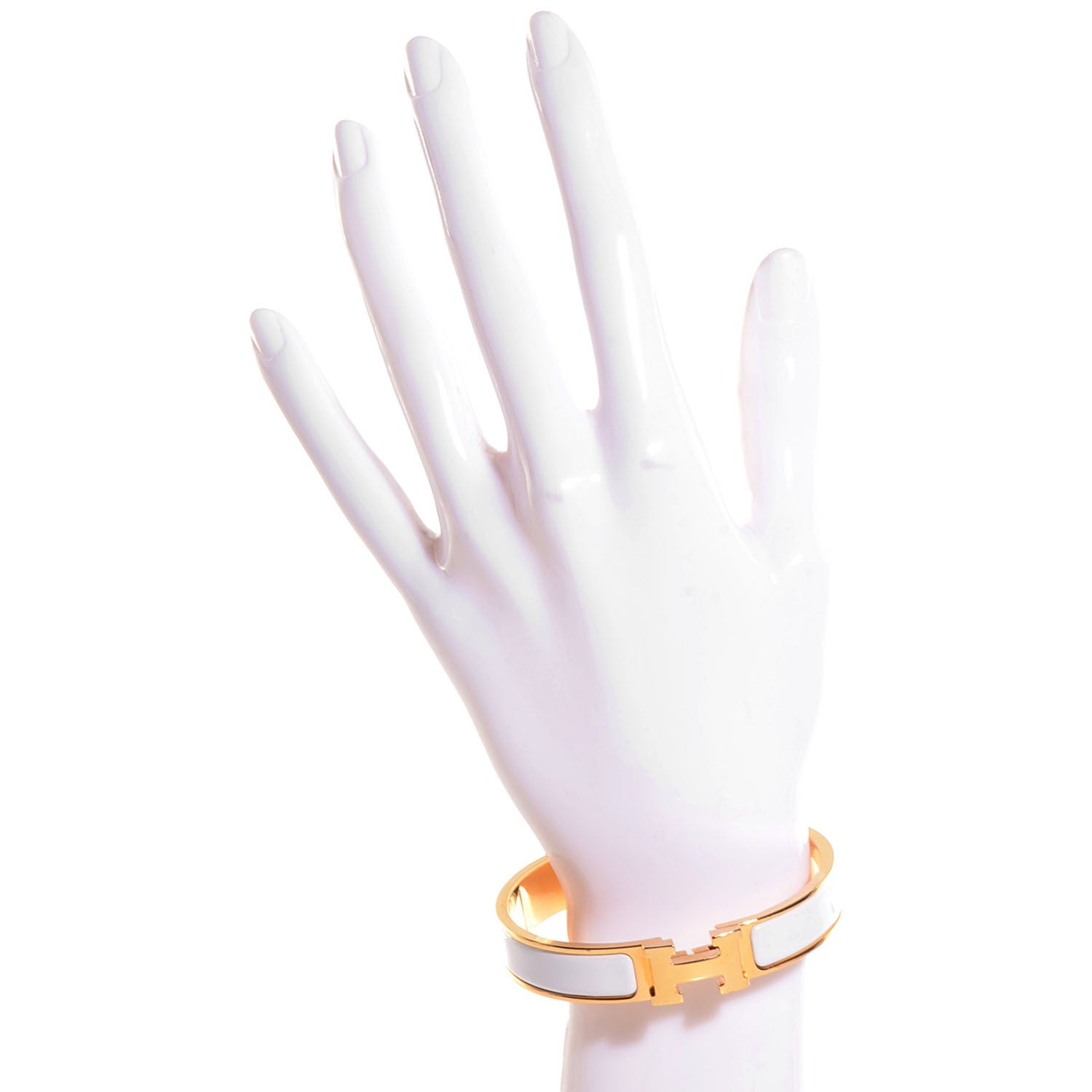 Hermes Enamel Narrow Clic H Bracelet PM White 2 of 14