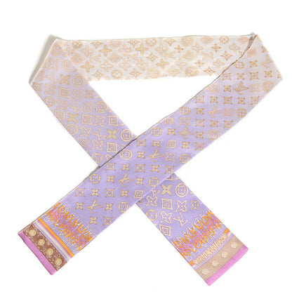 Louis Vuitton Silk Monogram Map Bandeau Lilac Mango 1 of 5