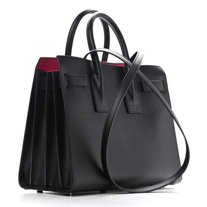 Saint Laurent Calfskin Small Sac De Jour Black Fuchsia 3 of 11