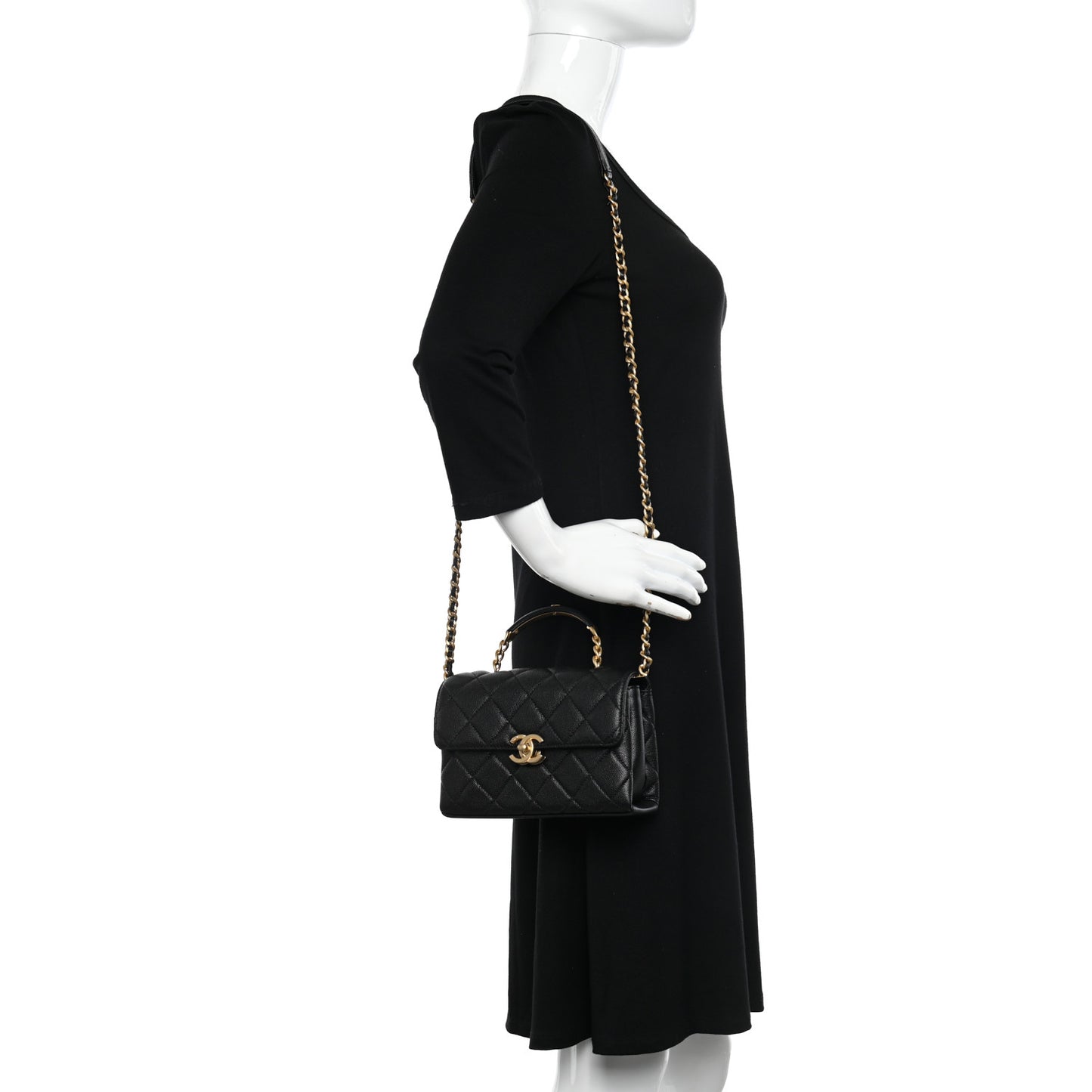 Caviar Quilted Small Carry Me Top Handle Flap Black